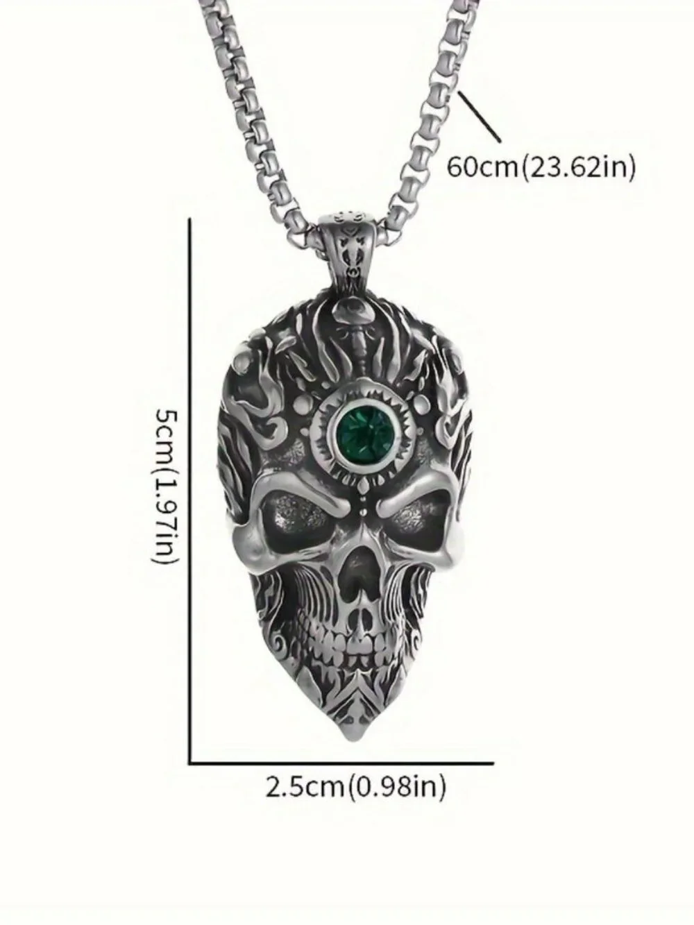 Mens skeleton monk pendant necklace 316L stainless steel gothic